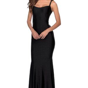 NWT La Femme 28568SC Jersey Prom Dress Black Size 10